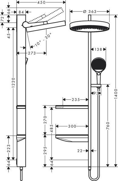 Душова система без змішувача HANSGROHE RAINFINITY 26842000, хром 70796 фото