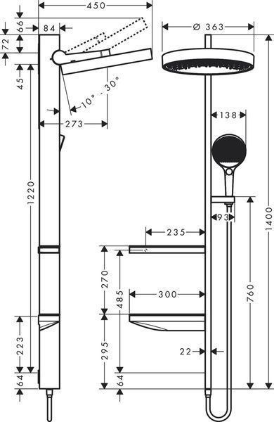 Душова система без змішувача HANSGROHE RAINFINITY 26842000, хром 70796 фото