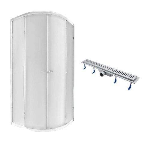 QT Душова кабіна PRESTO CRM1099AP5, півколо, 90x90, скло 5мм Pear + QT Dry FA304-700 Лінійний трап, акційний набір SD00050853 фото