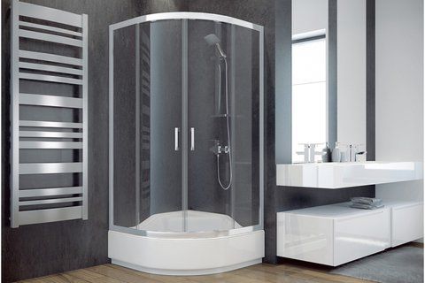 Кабіна півкругла MODERN 90x90x185 універсальна: скло mrozone, профіль хромований NAVARA14730 фото