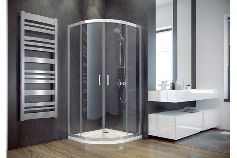 Кабіна півкругла MODERN 90x90x185 універсальна: скло прозоре, профіль хромований NAVARA25059 фото