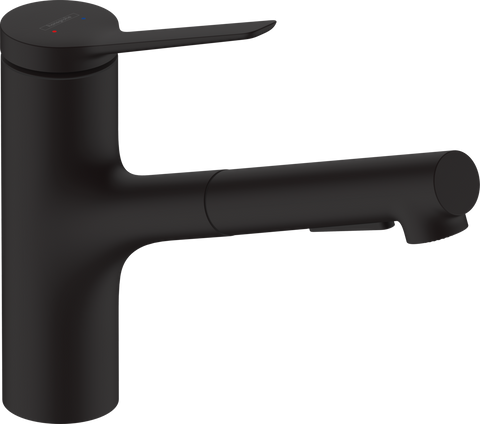 Змішувач з висувним виливом для кухонної мийки HANSGROHE ZESIS M33 74821670, чорний матовий 800004179 фото