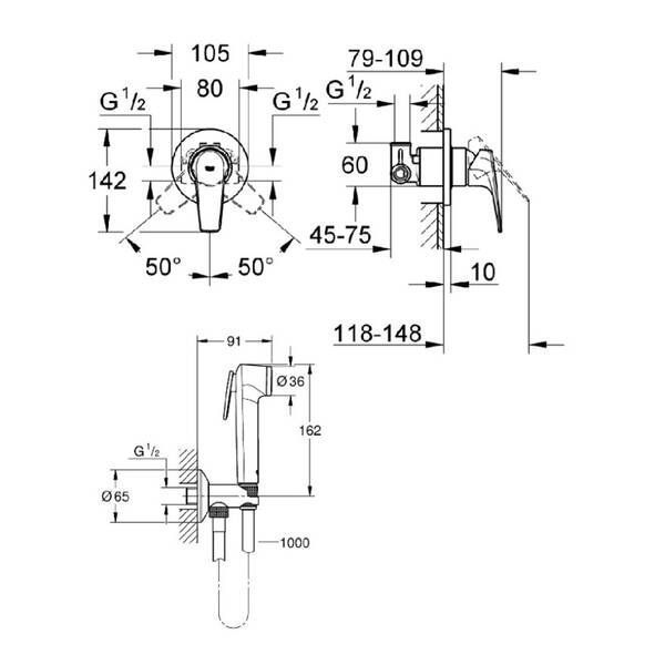 Гігієнічний душ Grohe Bau Flow UA12164600 зі змішувачем 403526 фото