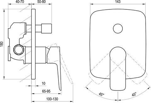 CL 065.00 Змішувач прихованого монтажу ванна/душ з перемикачем для R-box X070088 фото