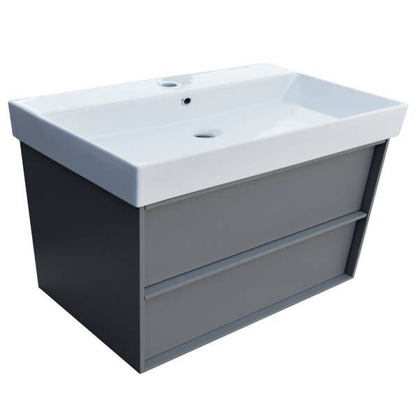 Тумба з раковиною та сифоном Devit QUADRA 083100G, 100 см, сіра матова 550531 фото