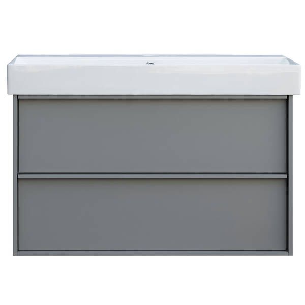 Тумба з раковиною та сифоном Devit QUADRA 083100G, 100 см, сіра матова 550531 фото