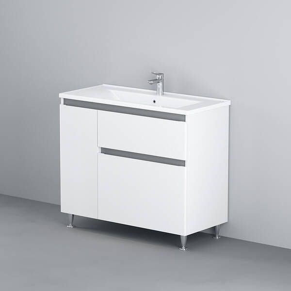 Тумба з раковиною AM.PM X-Joy M85 - FSL10026 - WC10026WG38 підлогова, 100 см, з кошиком для білизни, ліва 496832 фото