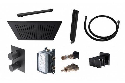 KITS BLACK SQUARE SHOWER комплект для душу з верхнім душем NEPTUNE SLIM 30х30, чорний (100275132) NAVARA48817 фото