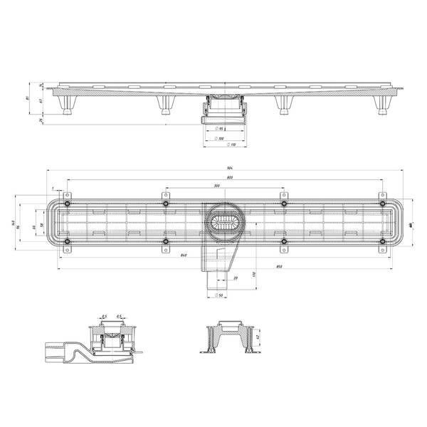 Душовий канал Devit D-Line 85010215 850 мм 532861 фото