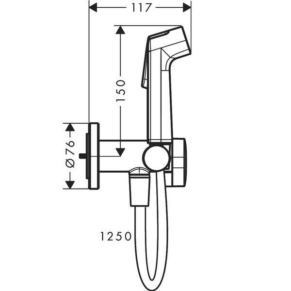 Гігієнічний душ Hansgrohe Bidette 1jet S 29232670 зі шлангом та тримачем, чорний матовий 537127 фото