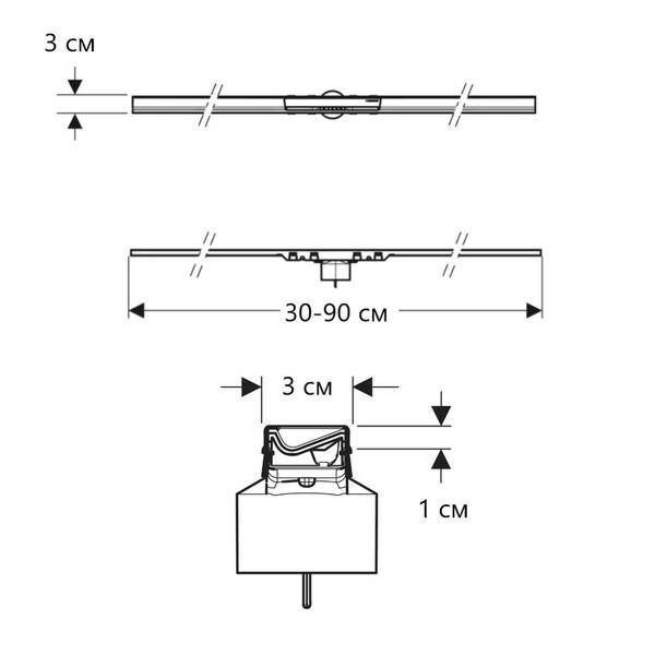 Решітка для душового каналу Geberit CleanLine50 154.446.QC.1 чорний хром матовий 30-90 см 540506 фото