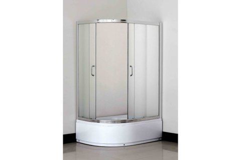 Кабіна душова півкругла 1115R-F-ECO з піддоном 40 см 115х85х195 скло Fabric, профіль хром NAVARA24761 фото