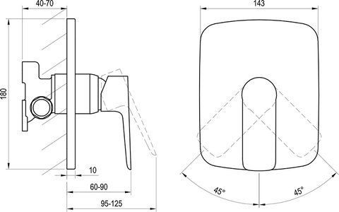 CL 066.00 Змішувач прихованого монтажу для душу без перемикача для R-box X070089 фото