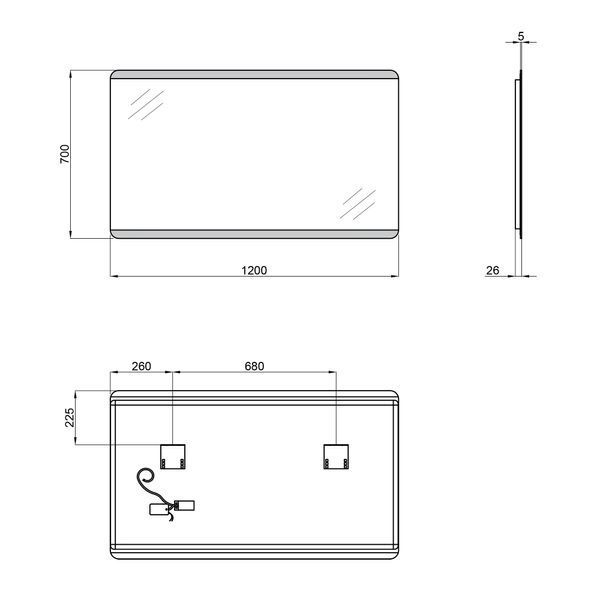 Дзеркало Qtap Tern 1200х700 з LED-підсвічуванням, QT1778120870120W SD00045761 фото