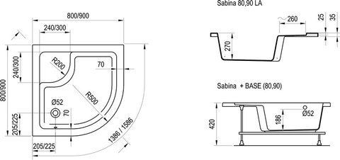 Піддон SABINA 90 LA A217001020 фото