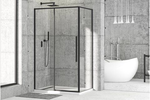 Кабіна душова прямокутна SGL-2103B 120х90х195 без піддона скло прозоре 6мм, профіль алюмінієвий чорний мат NAVARA59814 фото