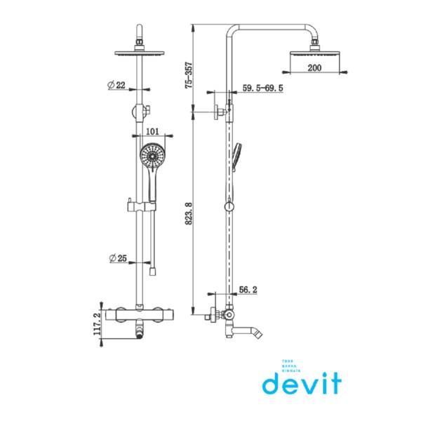 Душова система Devit Frida 50502203 з термостатом 516346 фото