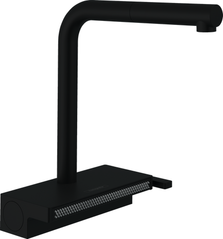 Змішувач для кухонної мийки з висувним душем HANSGROHE AQUNO SELECT M81 73836670, чорний матовий 800003965 фото