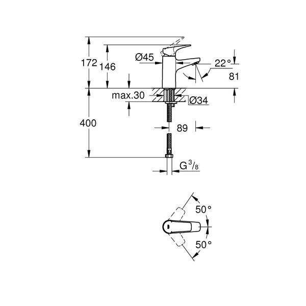 Змішувач для раковини Grohe Bau Flow 23752000 391469 фото