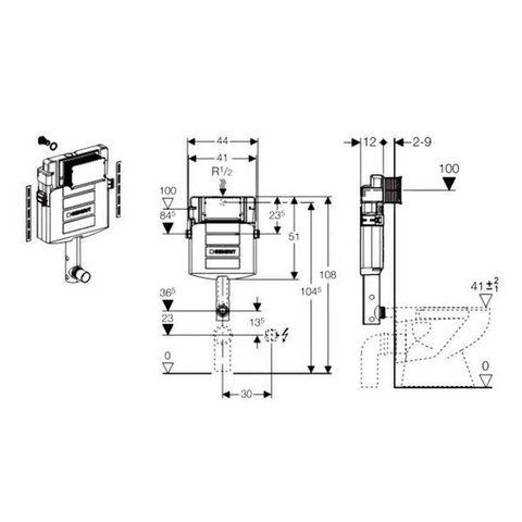 Комплектуючі для інсталяцій Geberit UP320 бачок прихованого монтажу Sigma 12см 109.300.00.5 фото